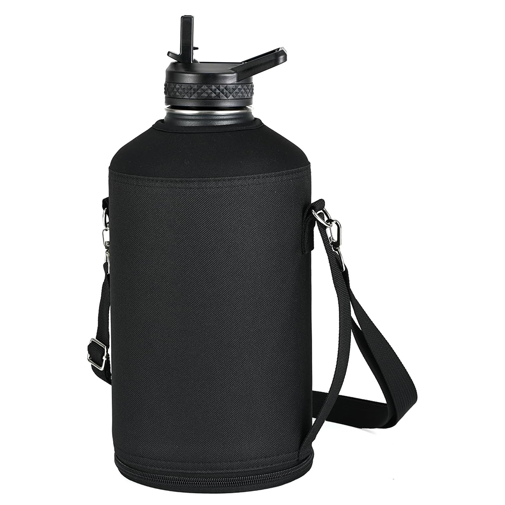 Sports Water Bottle Insulated - 64オンス / 128オンス断熱スポーツウォーターボトルバッグホルダークロスボディ魔法瓶マグ真空カップ保護キャリアカバーストラップ付き