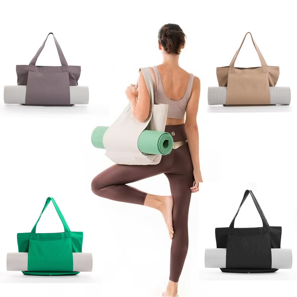 Yoga Mat - キャンバス製ヨガマットトートバッグ、大容量ショルダーハンドバッグ、ジムでのワークアウトや旅行に便利な携帯用ピラティスマット収納バッグ、マルチカラー。