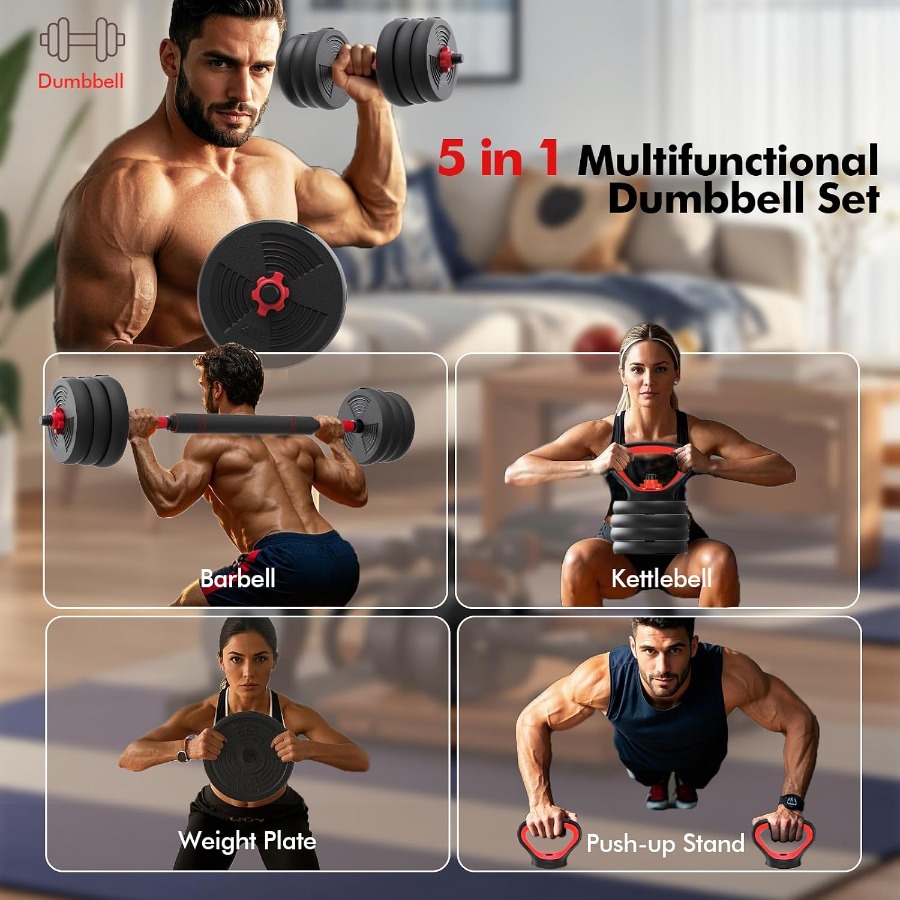 調整可能なダンベルセット。60ポンドのフリーウェイトセットで - Dumbbell Set のレビューと価格
