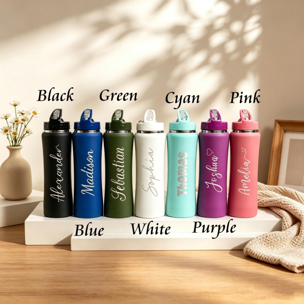 1. 名前入りサッカー柄ステンレス製水筒（ストロー付き）、パ - Sports Water Bottle Insulated のレビューと価格